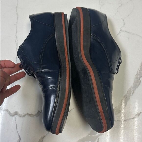 Prada Navy Dark Blue Derby Leather Dress Shoes US 9 2EA046 main image 4